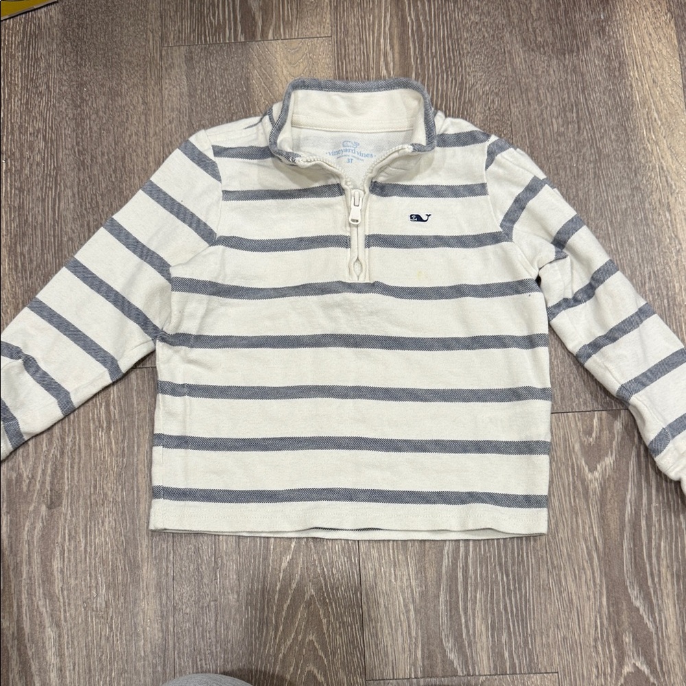 Vineyard vines toddler Striped Pullover - Cream and navy